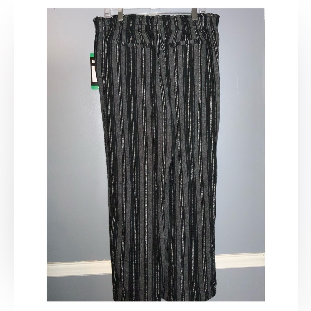Briggs Black~White Stripe Linen Blend PullOn Elastic Waist Wide Leg Pants XL NWT - Picture 4 of 11